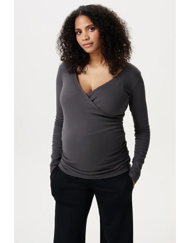 Noppies Noppies overslag zwangerschapsshirt met V-hals - Forged Iron - 6030029 1790