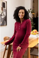 Noppies Noppies wijnrode midi zwangerschapsjurk met voedingsfunctie - Zinfandel - 6030037 4522