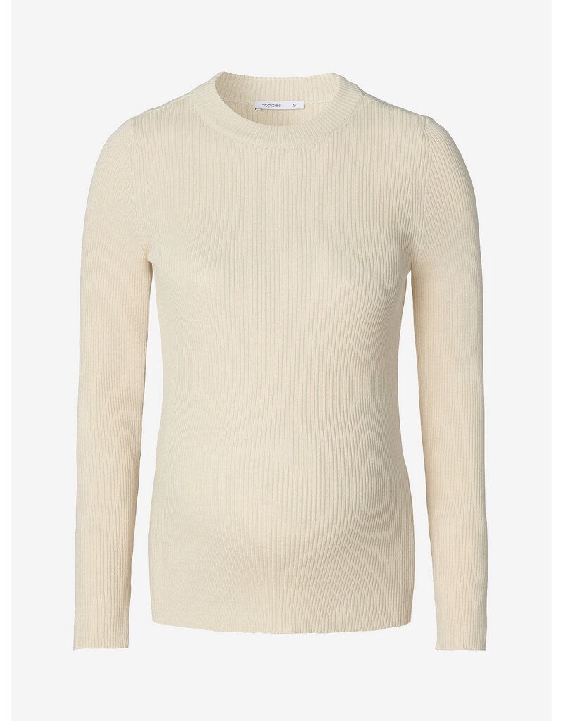 Noppies Noppies ecru rib zwangerschapsshirt lange mouw - Bone White - 6030038 1105
