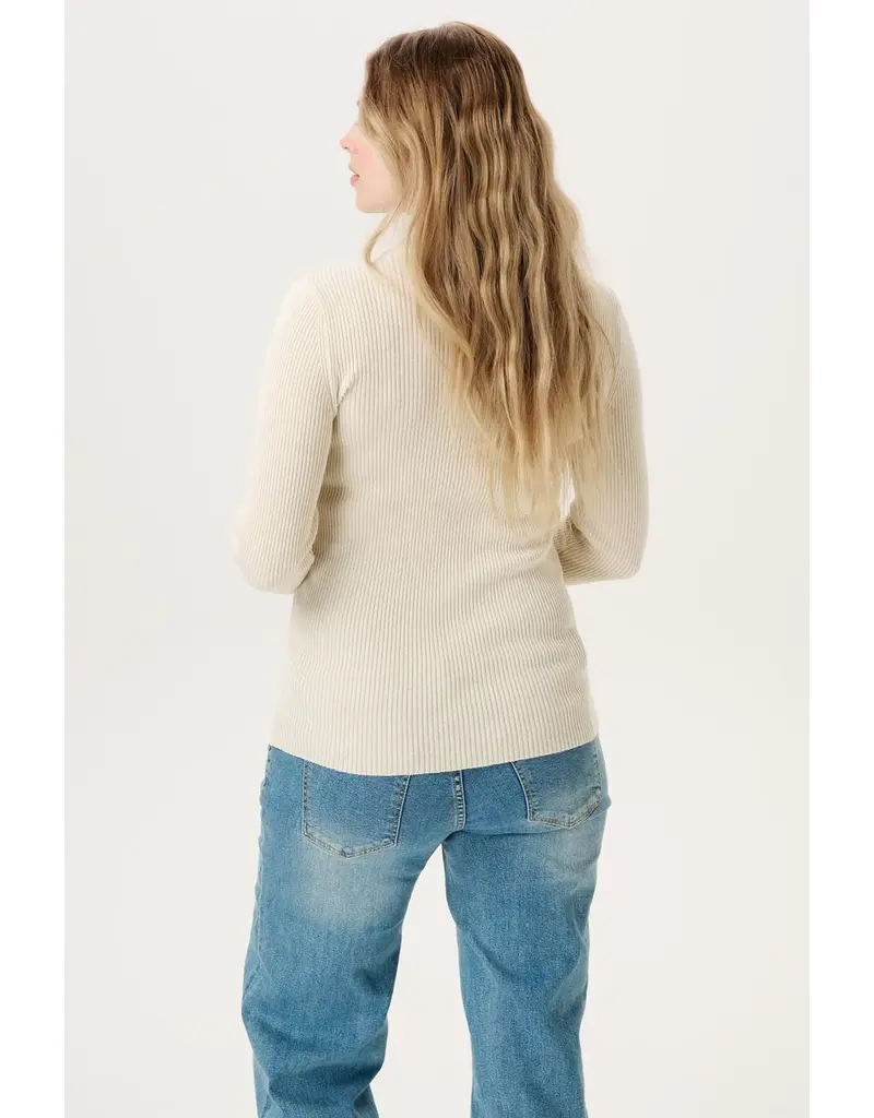 Noppies Noppies ecru rib zwangerschapsshirt lange mouw - Bone White - 6030038 1105