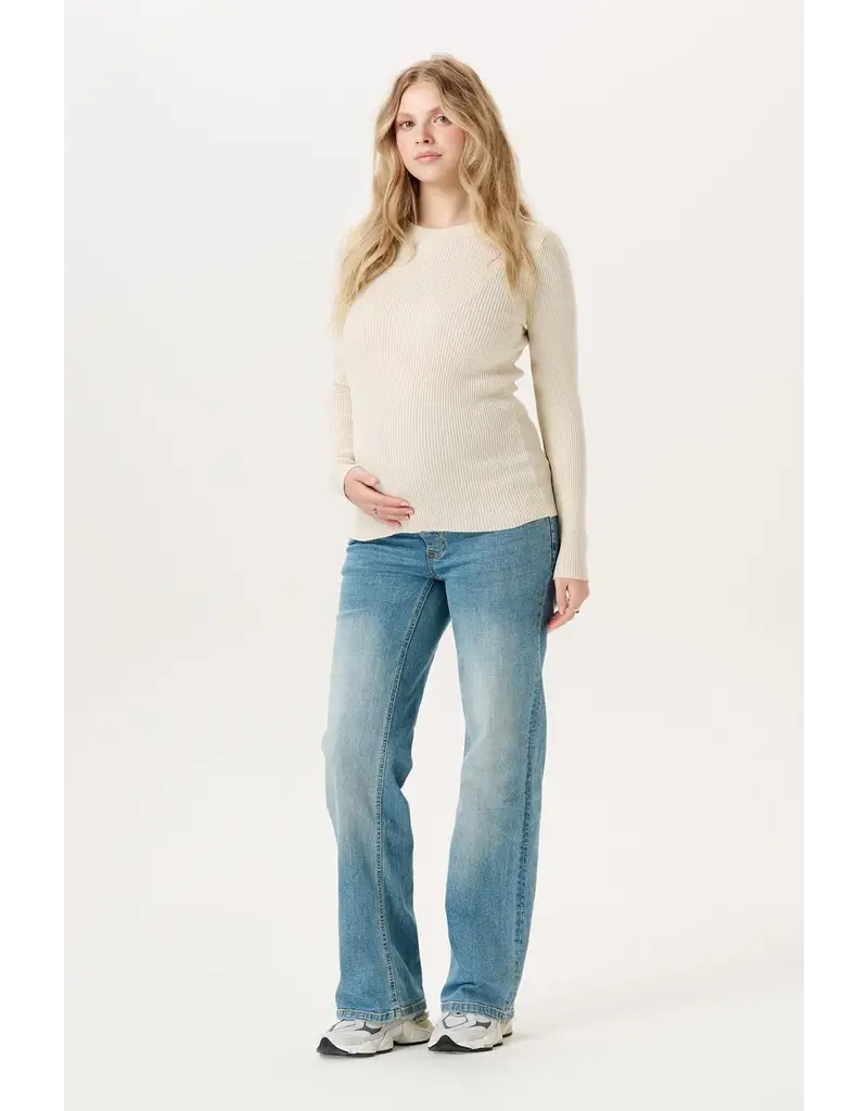 Noppies Noppies ecru rib zwangerschapsshirt lange mouw - Bone White - 6030038 1105