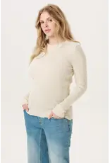 Noppies Noppies ecru rib zwangerschapsshirt lange mouw - Bone White - 6030038 1105