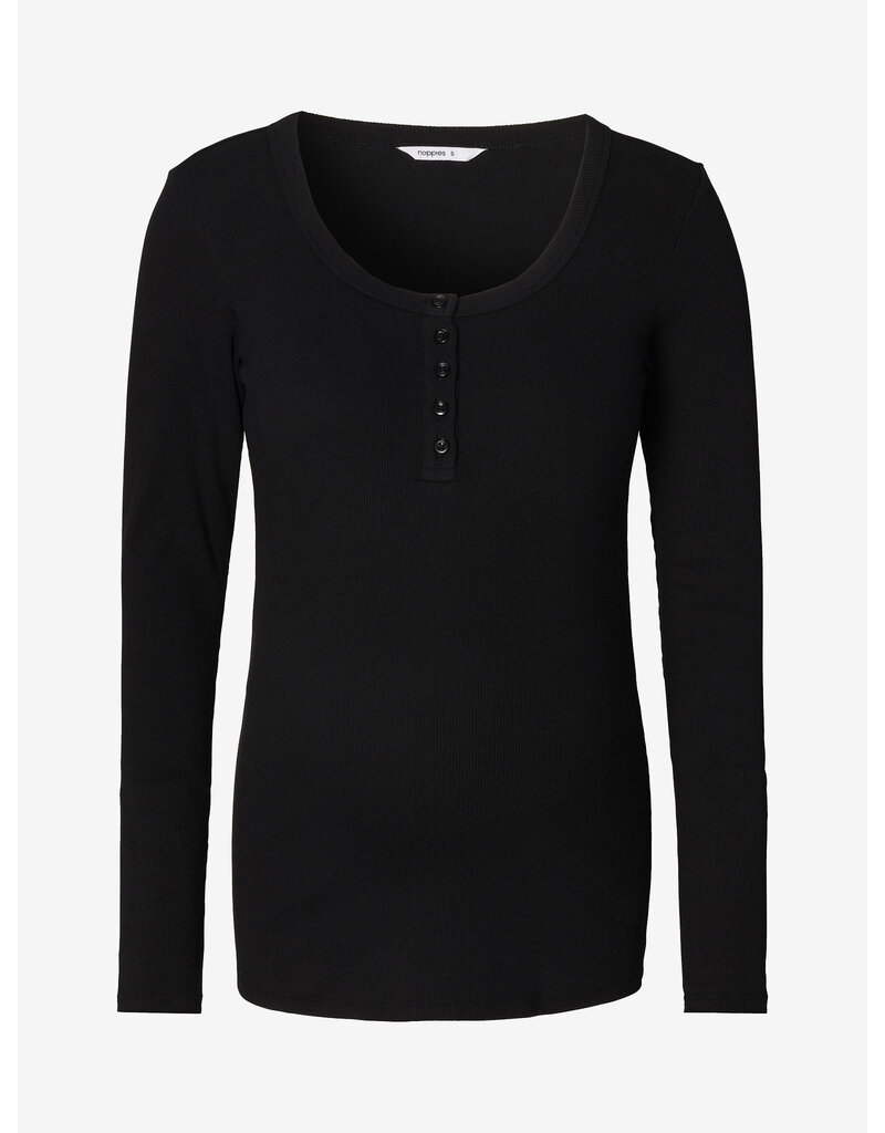 Noppies Noppies zwart rib zwangerschapsshirt met Easy Nursing - 1600011 P090