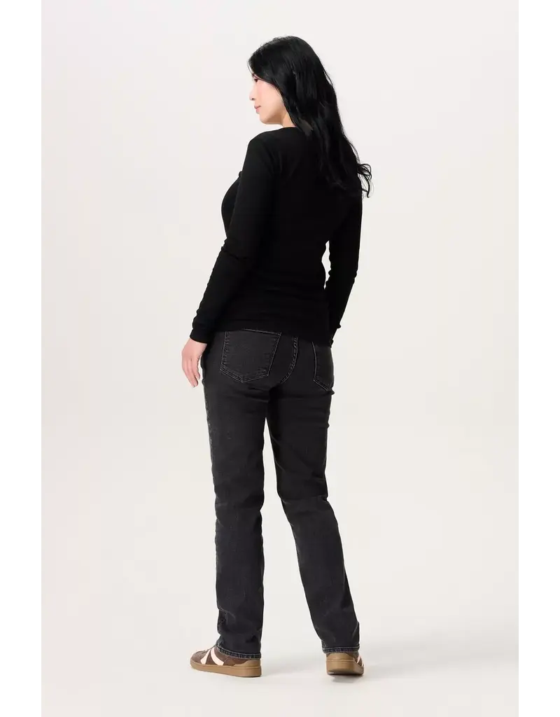 Noppies Noppies zwart rib zwangerschapsshirt met Easy Nursing - 1600011 P090