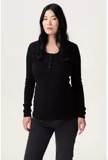 Noppies Noppies zwart rib zwangerschapsshirt met Easy Nursing - 1600011 P090