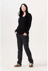 Noppies Noppies zwart rib zwangerschapsshirt met Easy Nursing - 1600011 P090