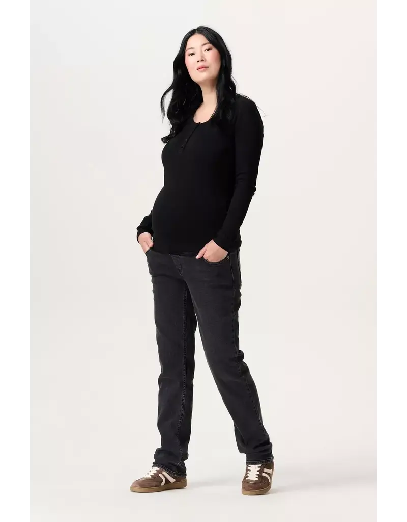 Noppies Noppies zwart rib zwangerschapsshirt met Easy Nursing - 1600011 P090