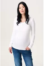 Noppies Noppies wit rib zwangerschapsshirt met Easy Nursing - 1600011 P175