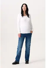 Noppies Noppies wit rib zwangerschapsshirt met Easy Nursing - 1600011 P175