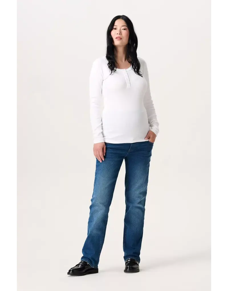 Noppies Noppies wit rib zwangerschapsshirt met Easy Nursing - 1600011 P175
