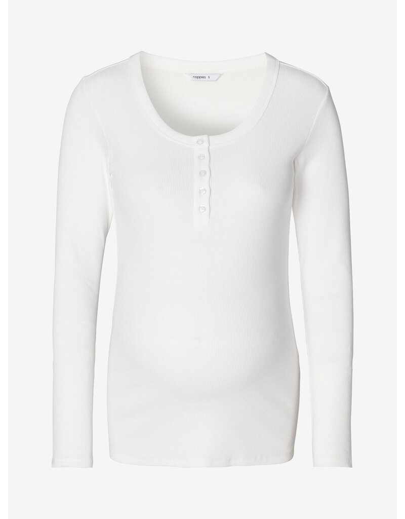 Noppies Noppies wit rib zwangerschapsshirt met Easy Nursing - 1600011 P175