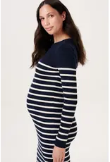 Noppies Noppies blauw-wit gestreepte midi zwangerschapsjurk met split - 1604514 7360