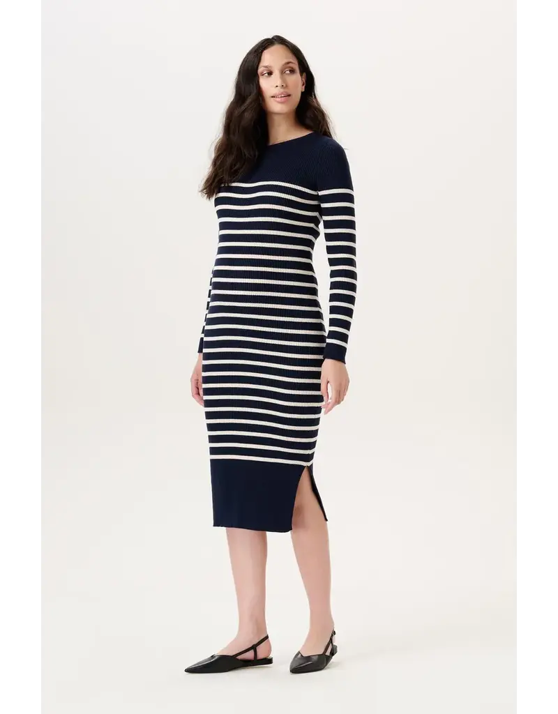 Noppies Noppies blauw-wit gestreepte midi zwangerschapsjurk met split - 1604514 7360