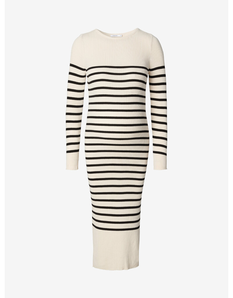 Noppies Noppies offwhite-zwart gestreepte midi zwangerschapsjurk met split - 1604514 2334