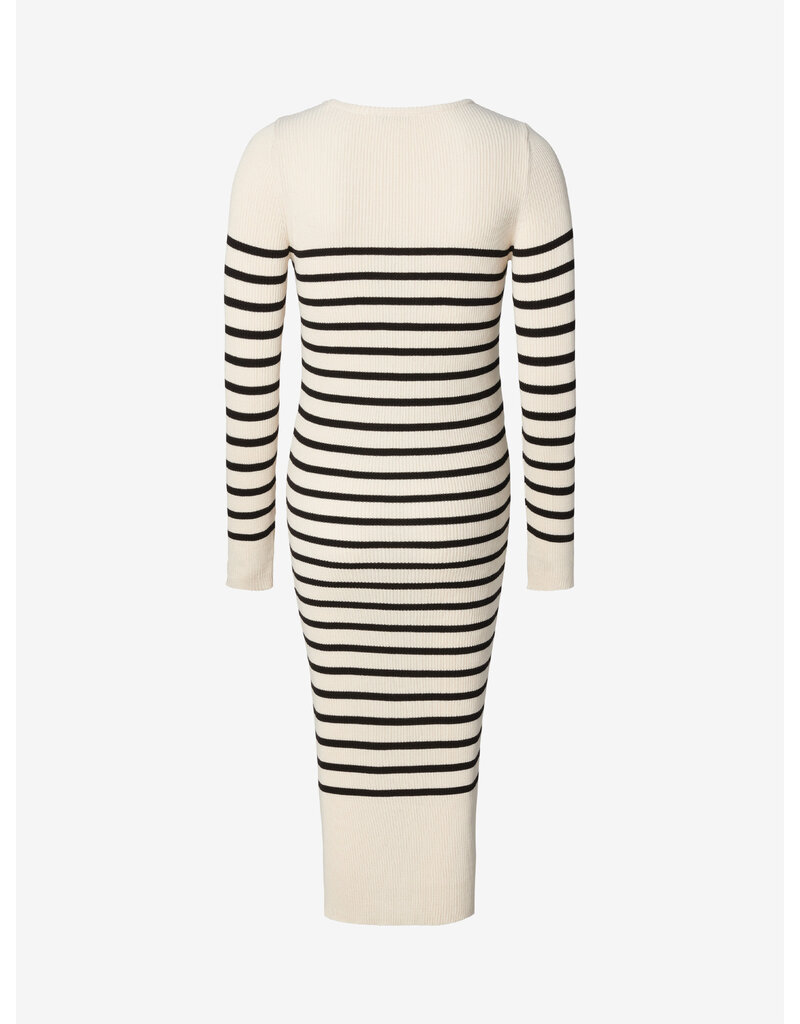 Noppies Noppies offwhite-zwart gestreepte midi zwangerschapsjurk met split - 1604514 2334