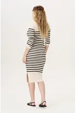 Noppies Noppies offwhite-zwart gestreepte midi zwangerschapsjurk met split - 1604514 2334