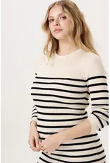 Noppies Noppies offwhite-zwart gestreepte midi zwangerschapsjurk met split - 1604514 2334