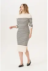 Noppies Noppies offwhite-zwart gestreepte midi zwangerschapsjurk met split - 1604514 2334
