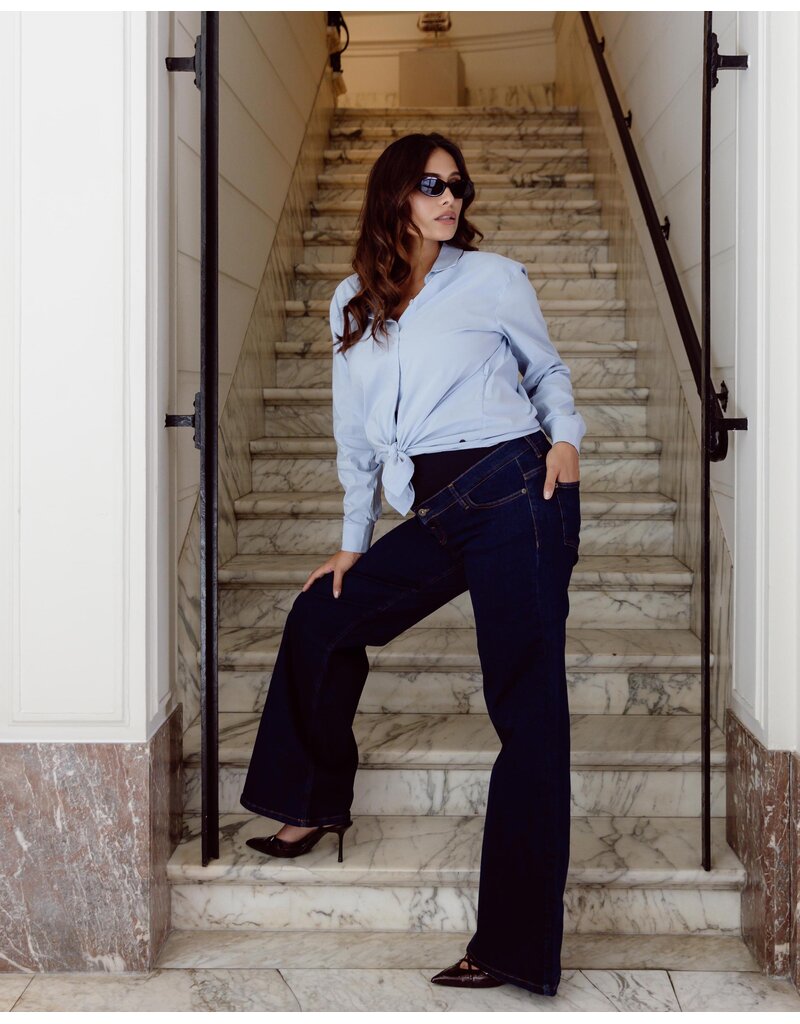 Love2Wait Love2Wait Jill wide leg zwangerschapsjeans Dark Wash - L30, L32 & L34 - B999 Jill 022