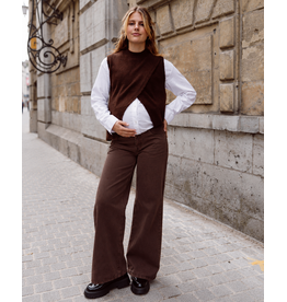 Love2Wait Love2Wait Jill wide leg zwangerschapsjeans bruin