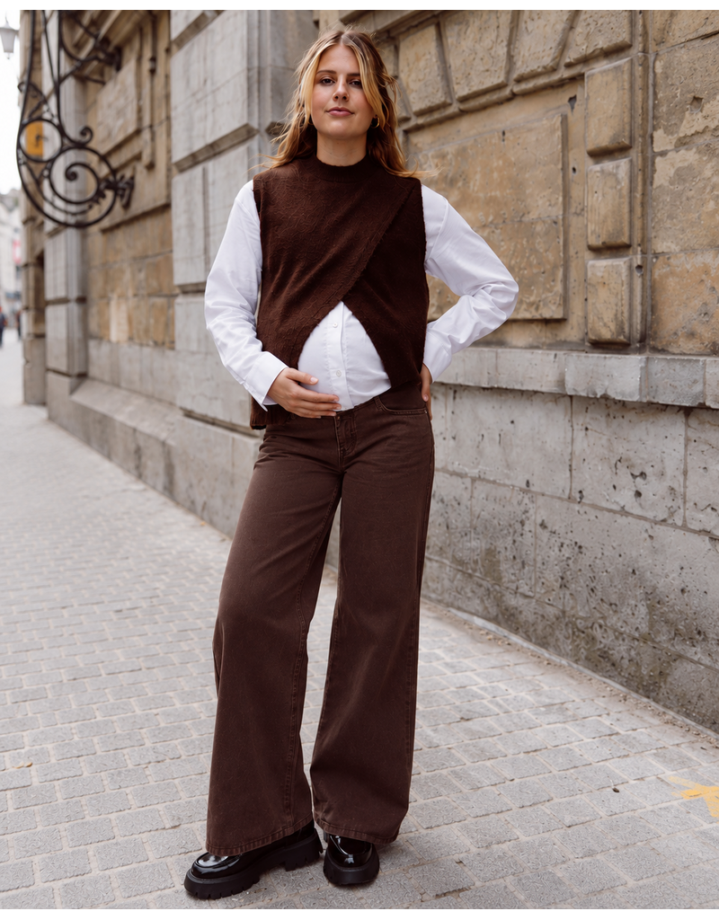 Love2Wait Love2Wait Jill bruine wide leg zwangerschapsjeans - L30, L32 & L34 - B999 Jill 8000