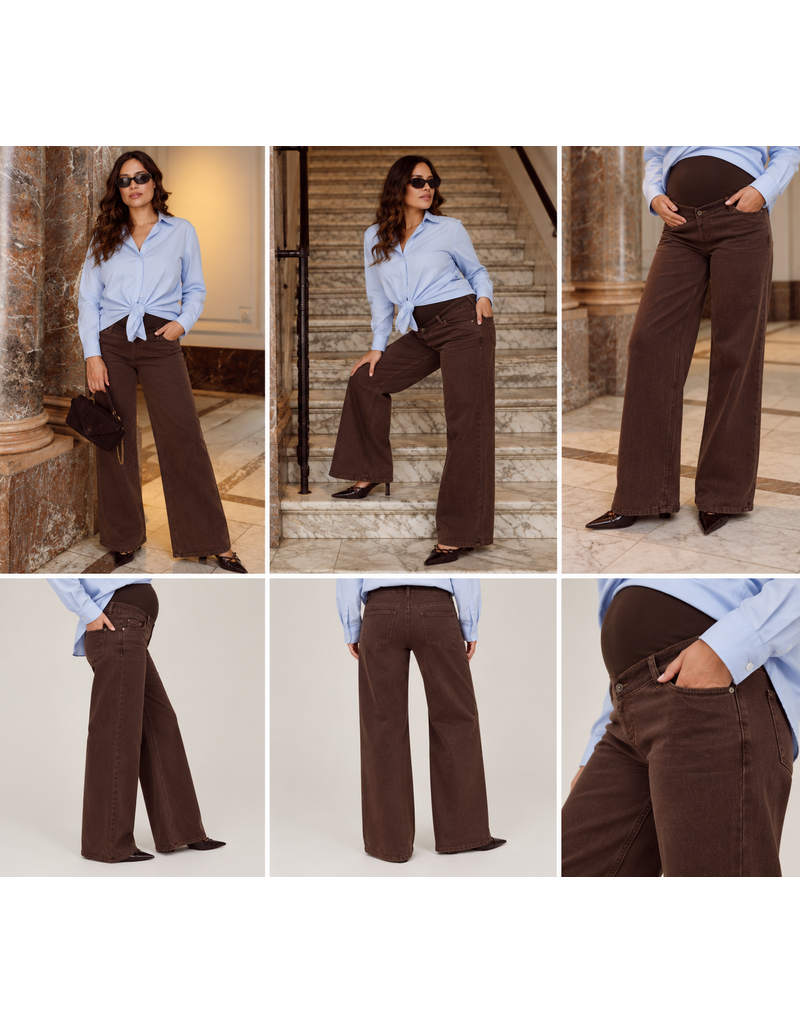 Love2Wait Love2Wait Jill bruine wide leg zwangerschapsjeans - L30, L32 & L34 - B999 Jill 8000