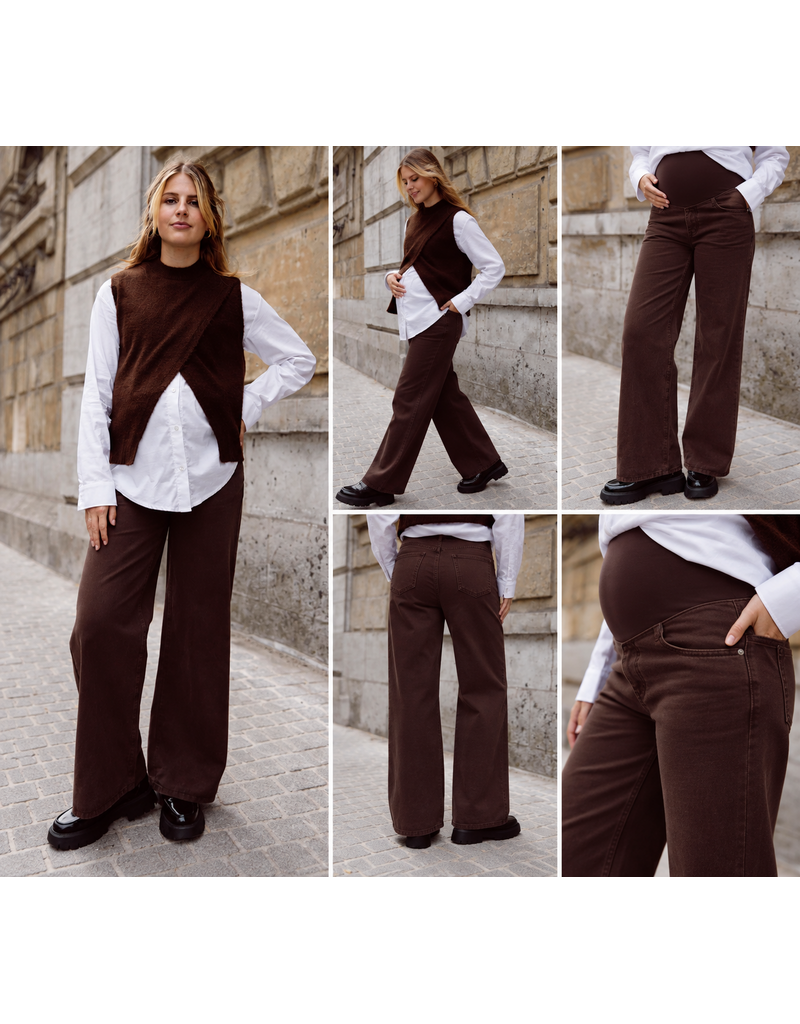 Love2Wait Love2Wait Jill bruine wide leg zwangerschapsjeans - L30, L32 & L34 - B999 Jill 8000
