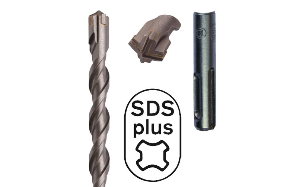 SDS plus betonboor met 4 snijkoppen en extra spiraal