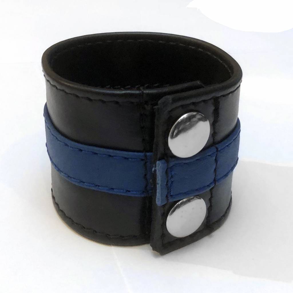 Leather Wrist Wallet With Blue Stripe Rob Amsterdam Leather Wrist Wallet With Blue Stripe