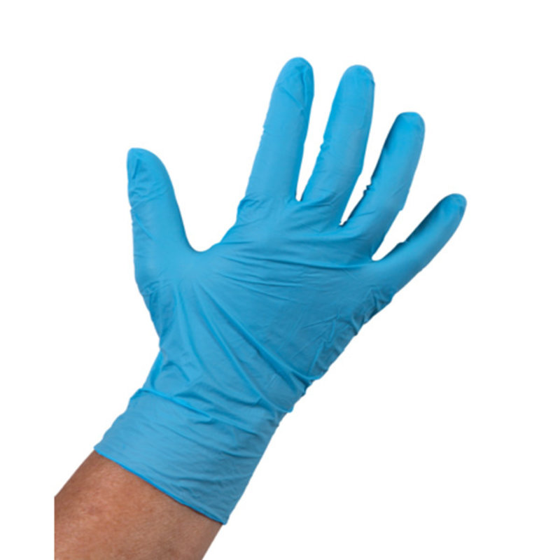 Nitrile handschoen, Large (Ongepoederd, Blauw)