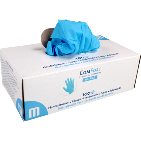 Nitrile handschoen, Medium (Ongepoederd, Blauw)