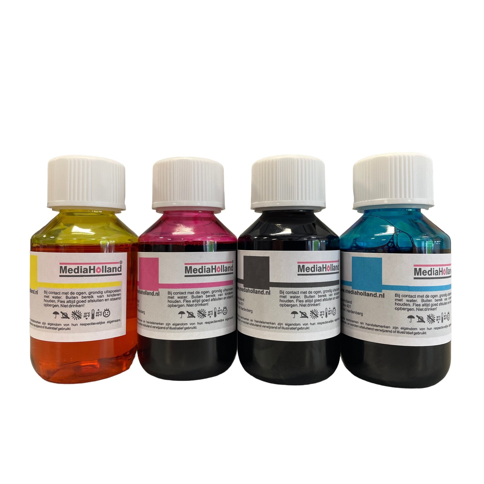 MediaHolland® Universeel te gebruiken refill inkt voor Brother Cartridges. Super kwaliteit en een gunstige prijs. Set van 4 x 100 ml.