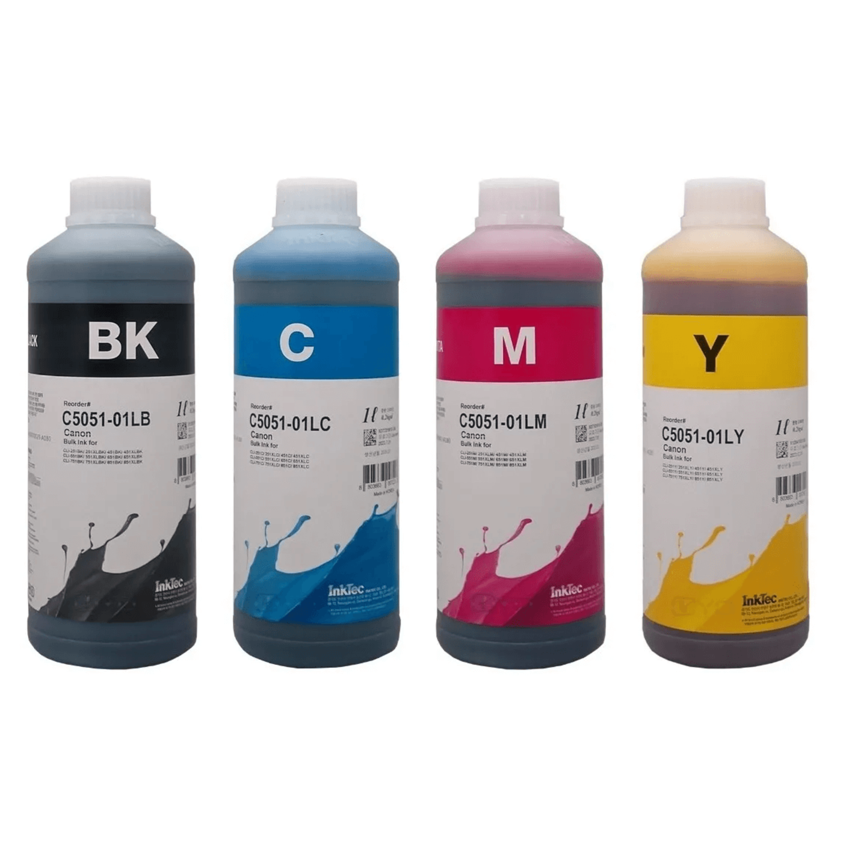 MediaHolland® Set van 4 kleuren universele Inktec Dye inkt voor alle Canon inktpatronen. Zeer goede kwaliteit inkt voor jarenlang perfecte afdrukken.