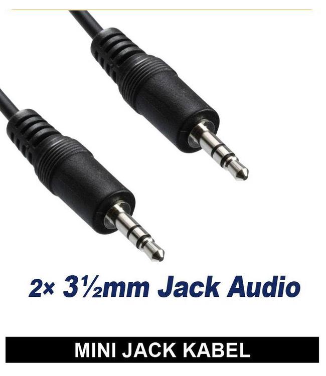 MINI-JACK kabel 3,5 mm naar 3,5 mm 1 meter zwart