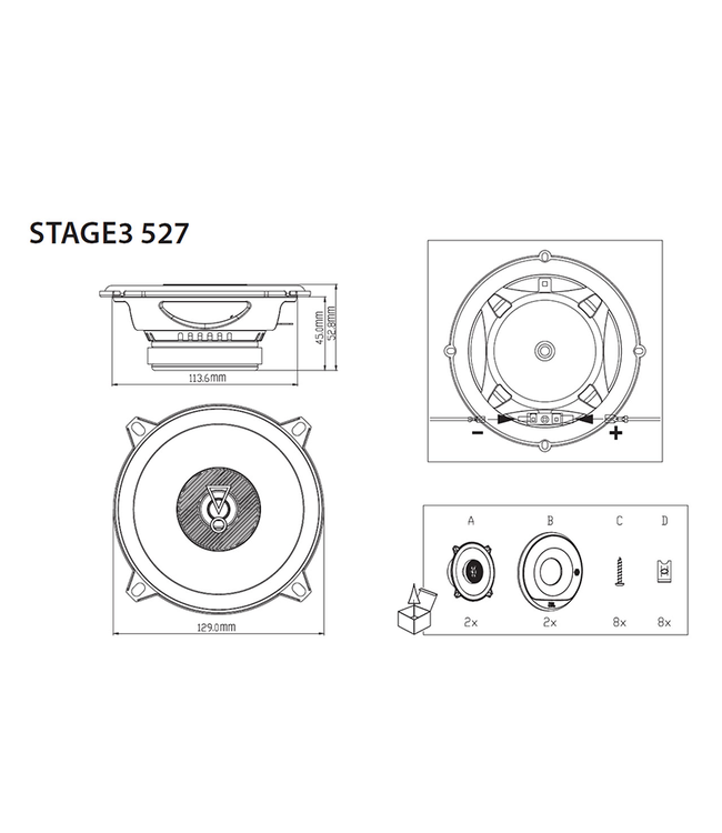 JBL Stage3 527F autospeakers 13cm