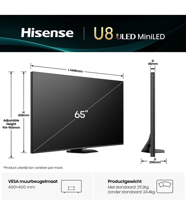 Hisense 65U8Q mini led TV 65"