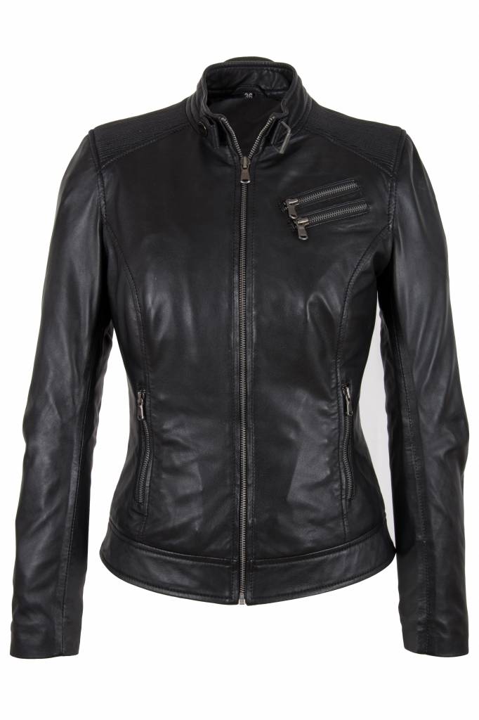 Leren jasje dames zwart Leather City Zwart leren jack Leather City