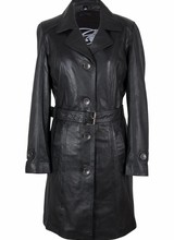 Carlo Sacchi Dames leren jas trenchcoat zwart