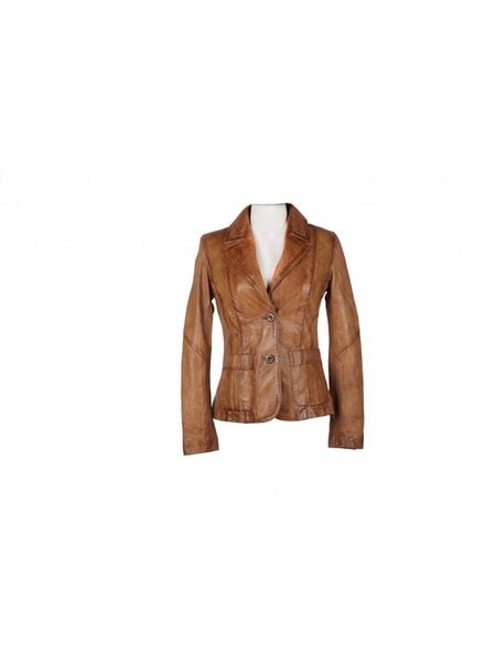 blazer met leren mouwen