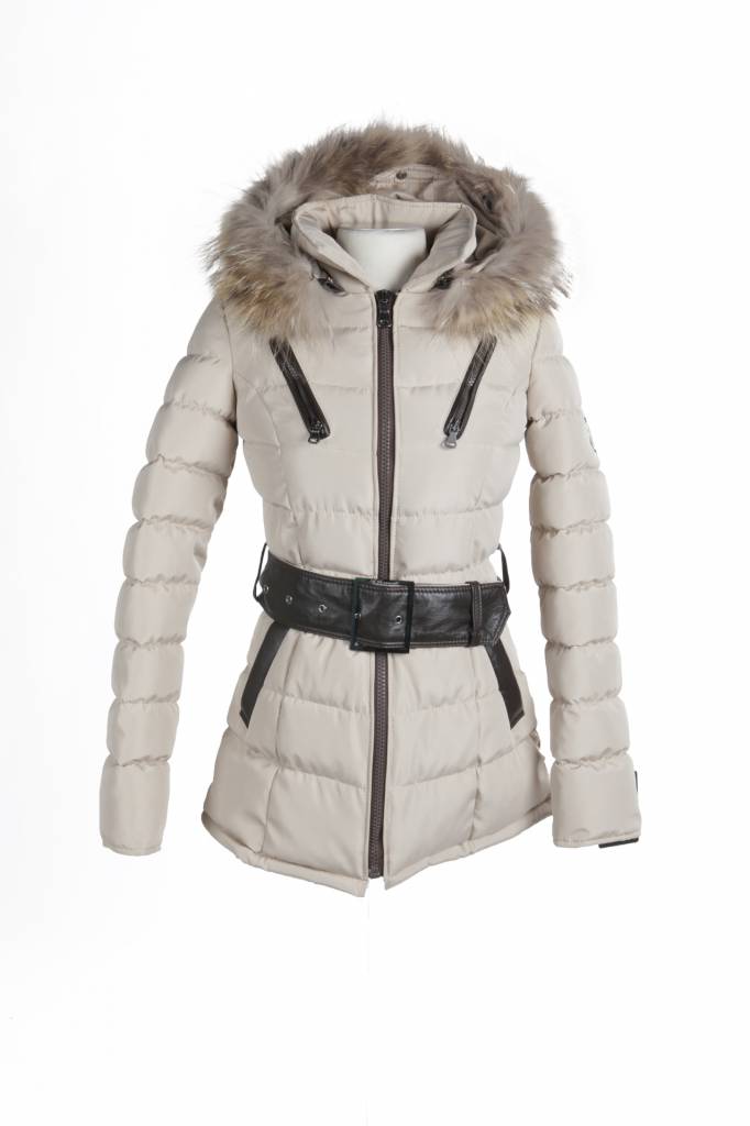 antiek barrière bellen Beige winterjas met bont dames - Leather City