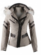 Carlo Sacchi Dames winterjas met Bontkraag STF kort Beige