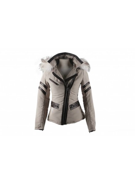 Carlo Sacchi Dames winterjas met Bontkraag STF kort Beige