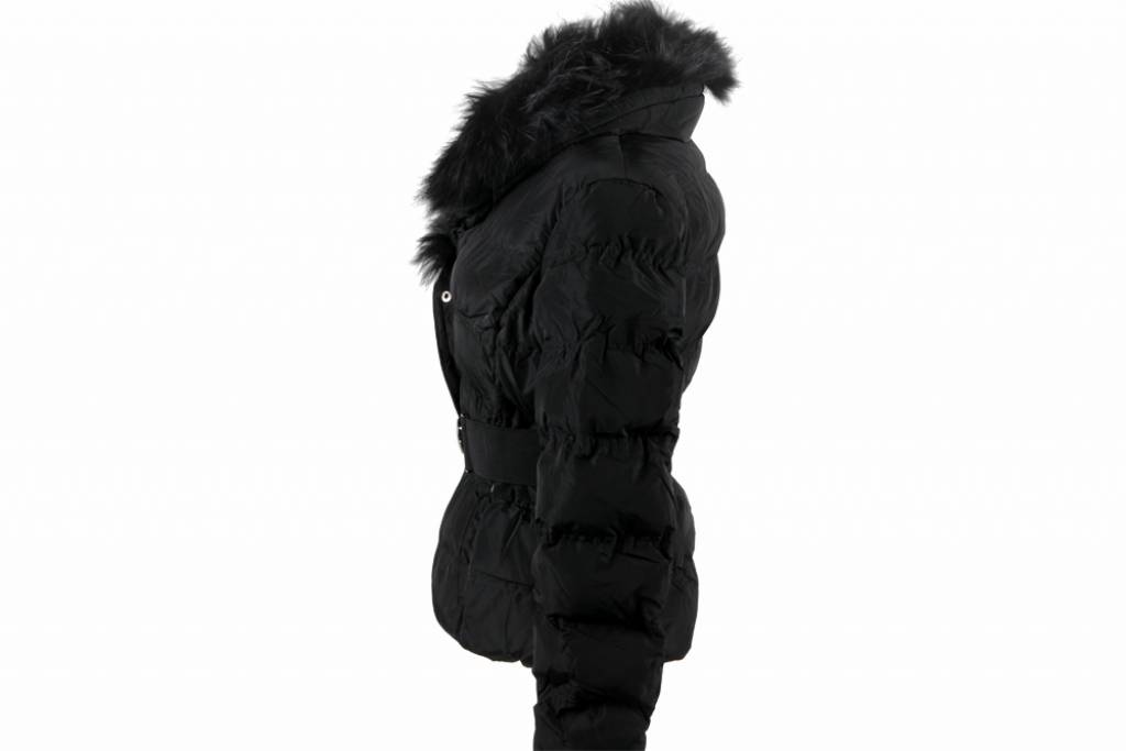 Dames winterjas met Bontkraag M602 zwart