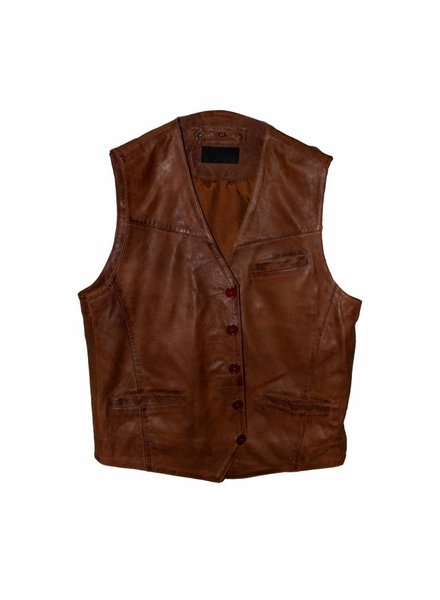 Carlo Sacchi Leren heren gilet cognac