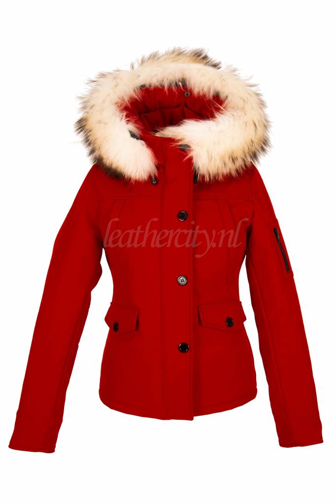 Eenvoud feit Rekwisieten Dames winterjas rood 9959 - Leather City