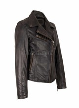 Carlo Sacchi Leren jas dames perfecto IN grijs