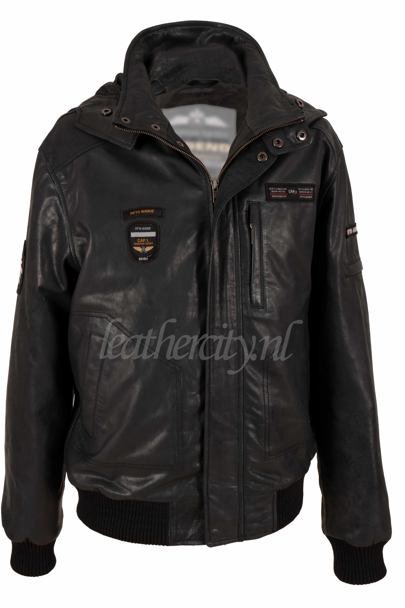Heren leren winterjas zwart Leather City