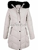 Dames winterjas beige met zwart bont