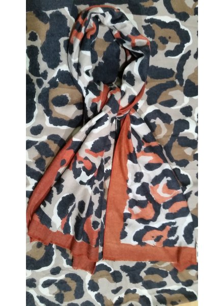 Dames cashmere  sjaal rood met print