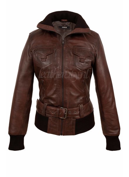 ARKS Dames leren bomber jack cruz 5 veg. wood